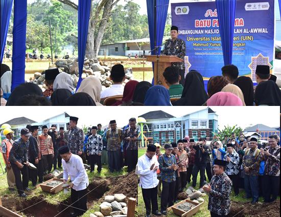 Rektor Letakan Batu Pertama Pembangunan Masjid Abdullah Al-Awwal UIN MY Batusangkar