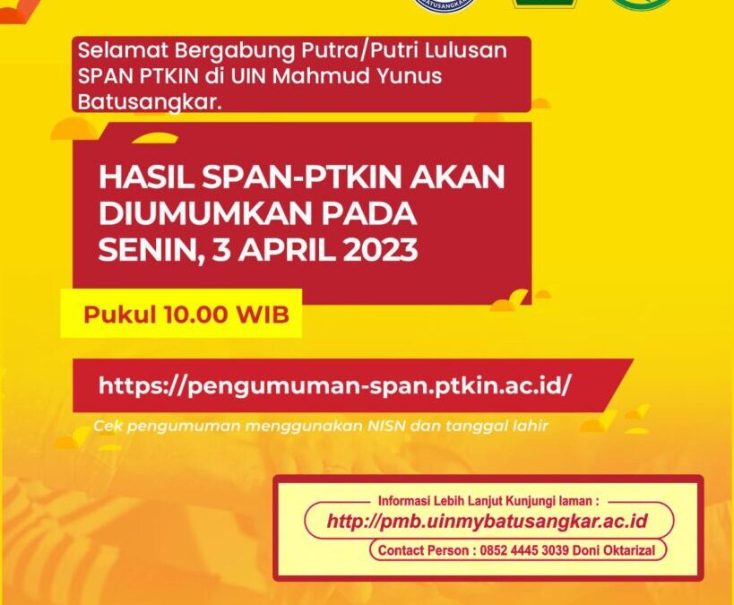 PENGUMUMAN HASIL SPAN-PTKIN