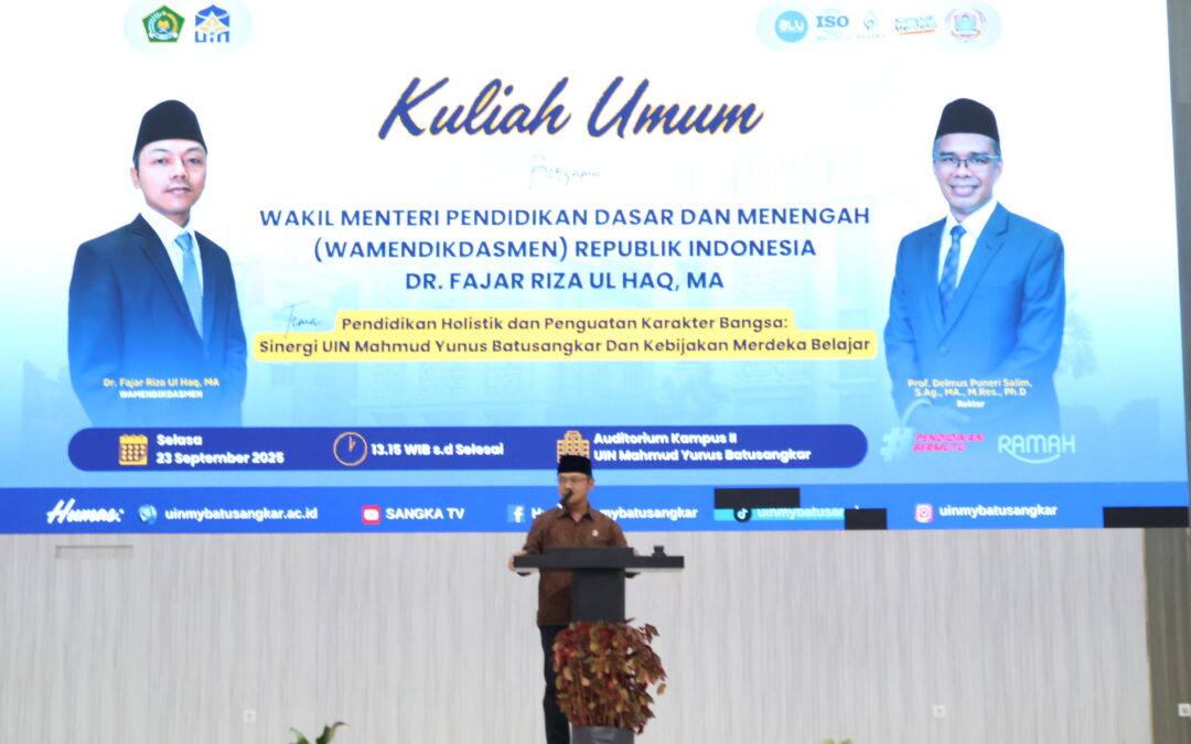 Wamendikdasmen RI Dr. Fajar Riza Ul Haq, MA Isi Kuliah Umum di UIN Mahmud Yunus Batusangkar
