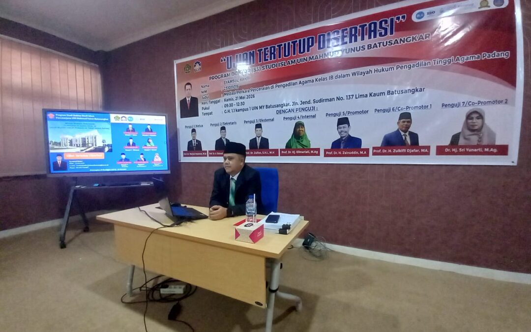 Syamsul Bahri Jalani Ujian Tertutup Disertasi Doktor UIN MY Batusangkar, Teliti Mediasi Perceraian di Pengadilan Agama